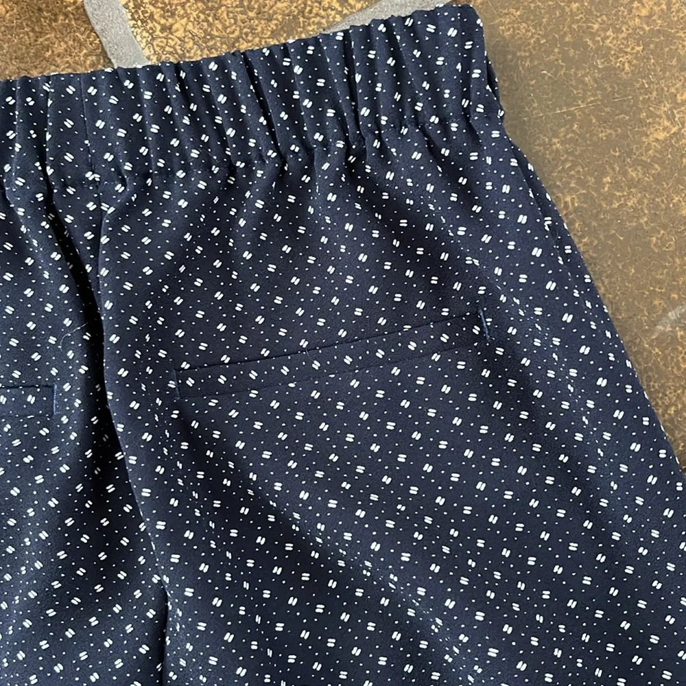 J. Crew Navy & White Printed High-Rise Cropped Slim Leg Trouser Pant